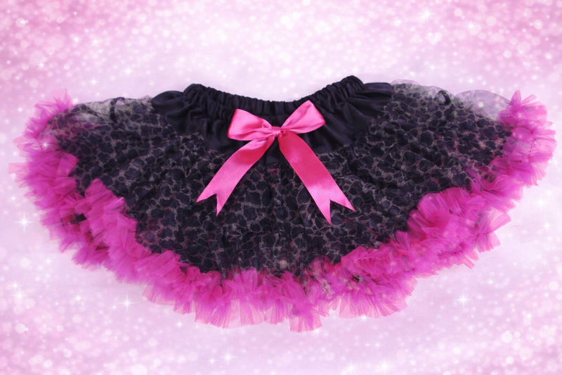 Frilly Leopard Printed Tutu with pink tulle ruffles
