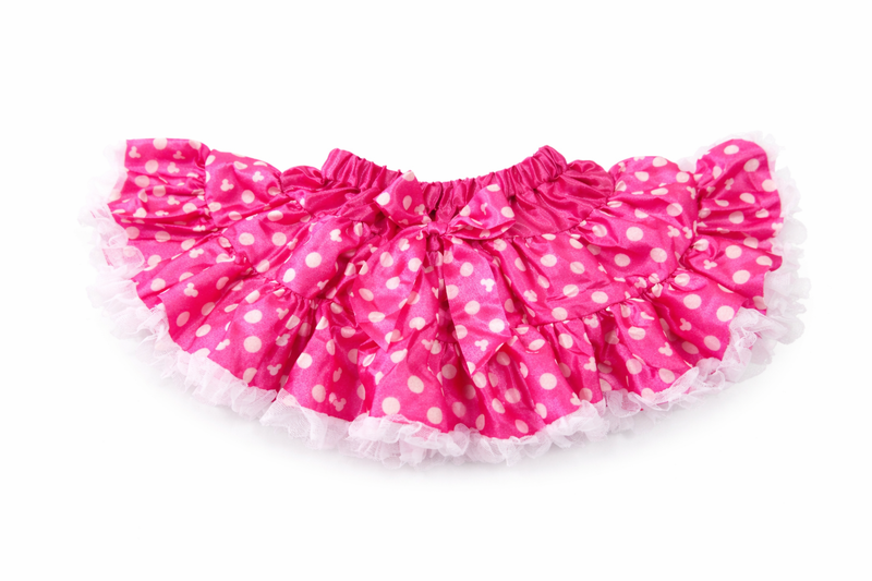 Pink ruffled tutu with hearts and polka dots