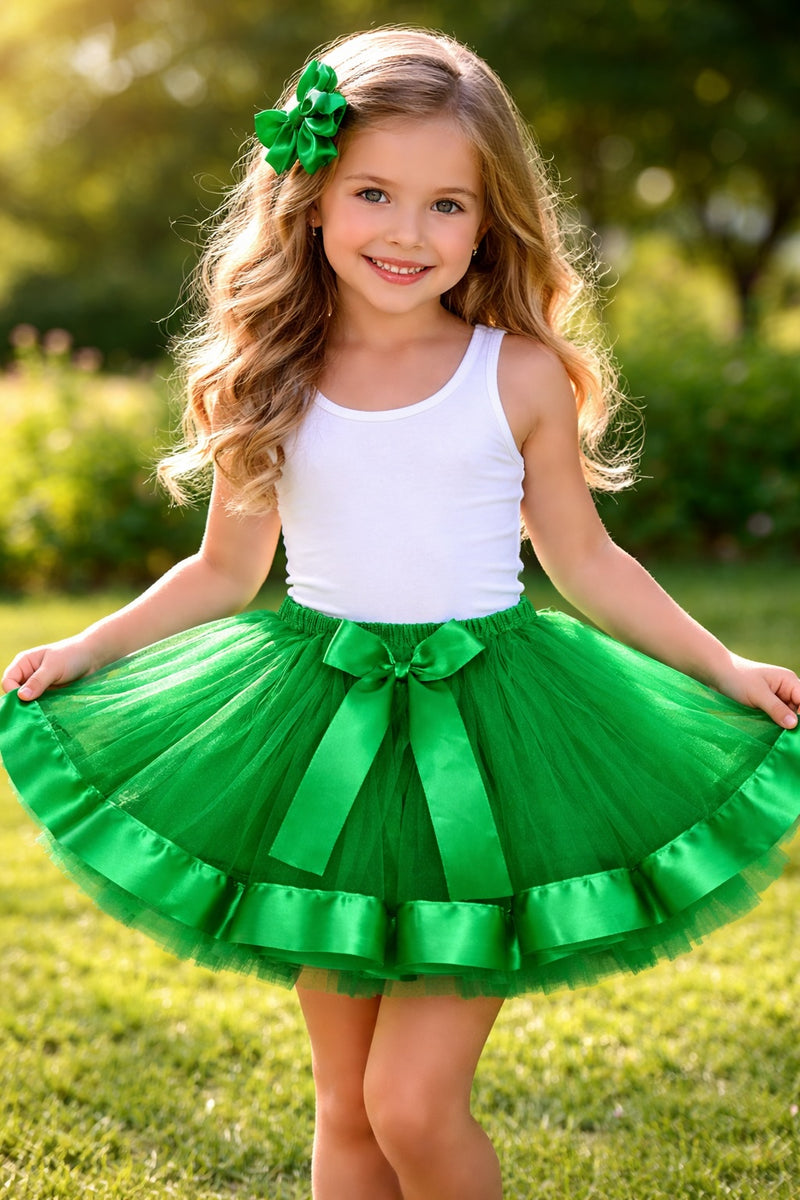 Green Wide Ribbon Tutu Skirt