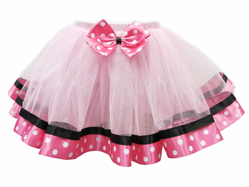Pink Polka dot  Ribbon Tutu Skirt