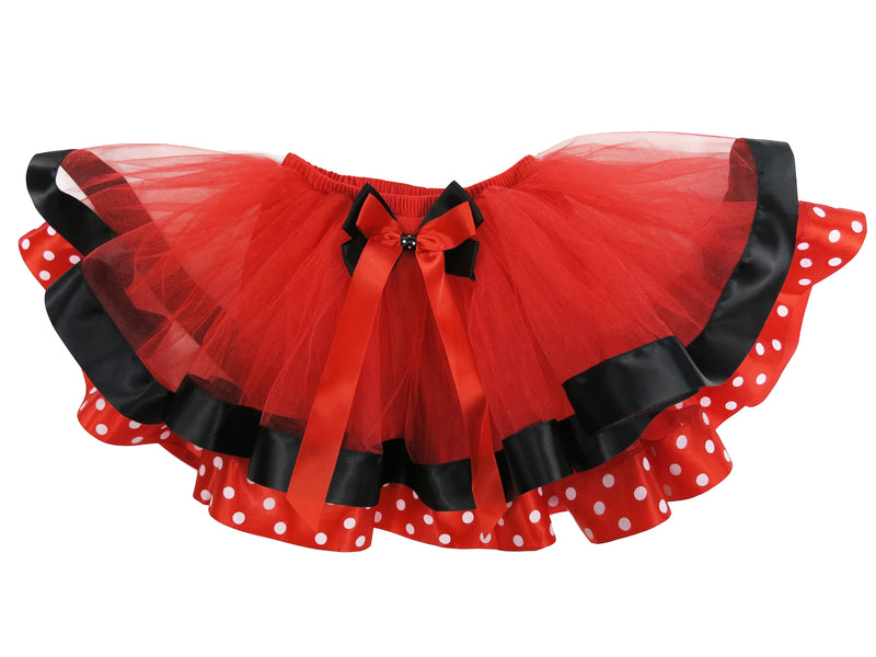 Red Black Polka dot  Ribbon Tutu Skirt