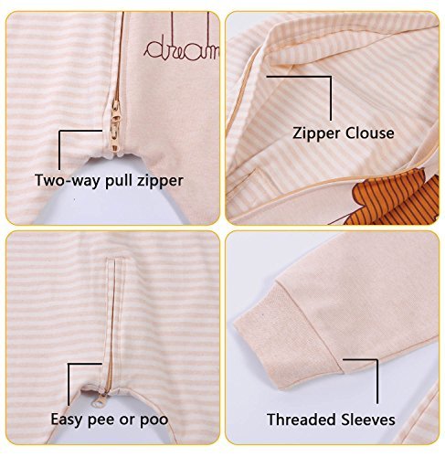 Unisex Baby Sleeping Bag 100% Natural Cotton Wearable Blanket Cat Romper