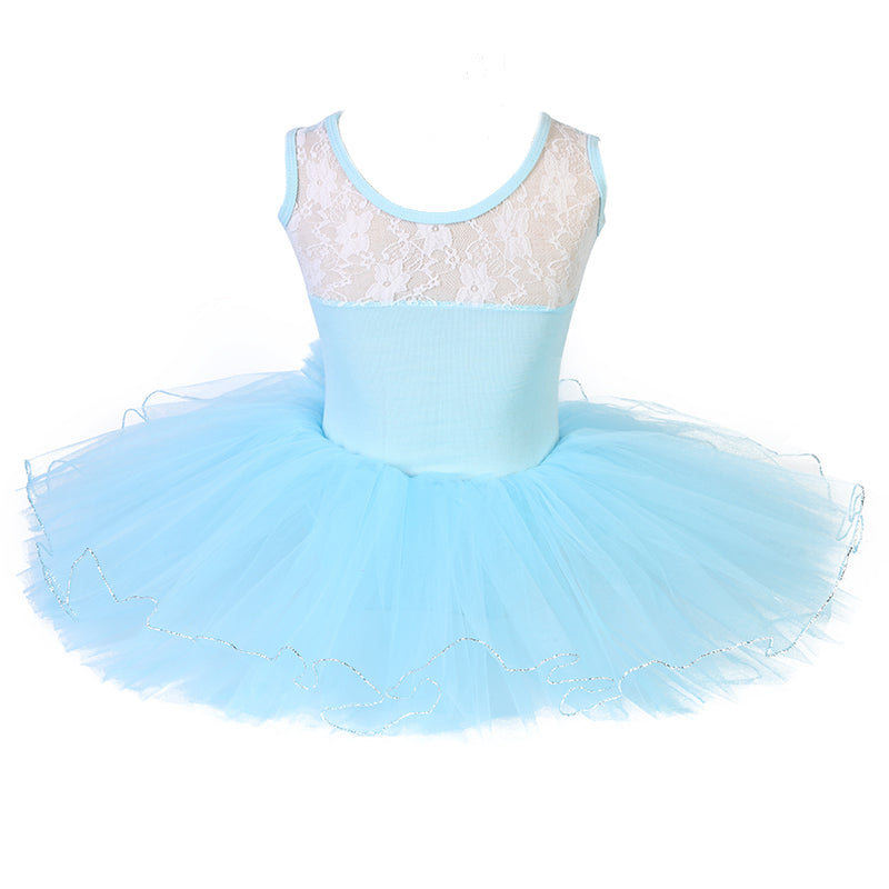 Baby Blue Sequins Lace Silver Trim Ballet Dress