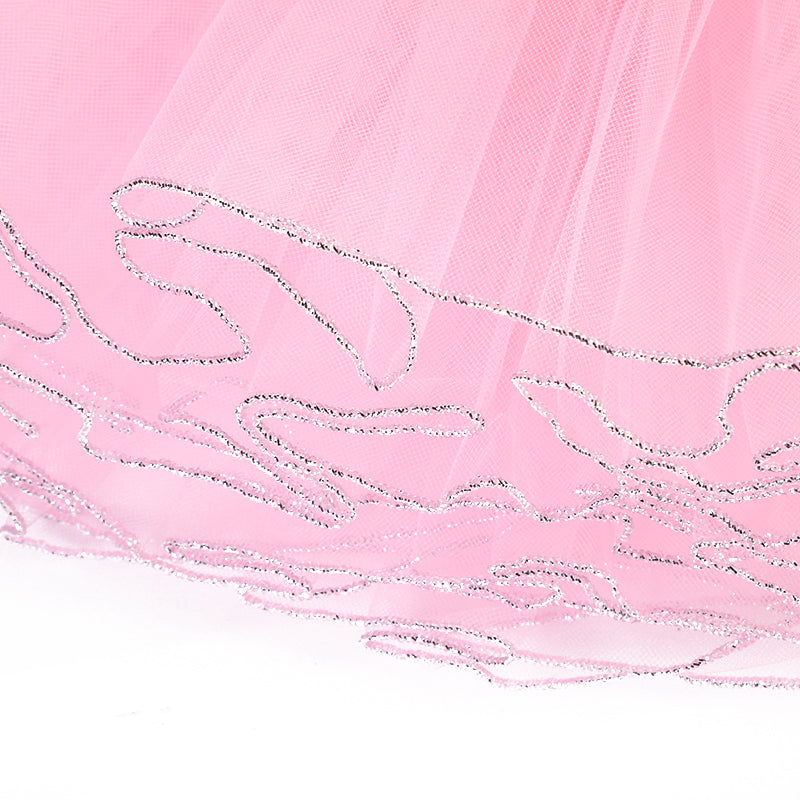 Pink Rhinestone Dress Silver Trim Ballet Dress