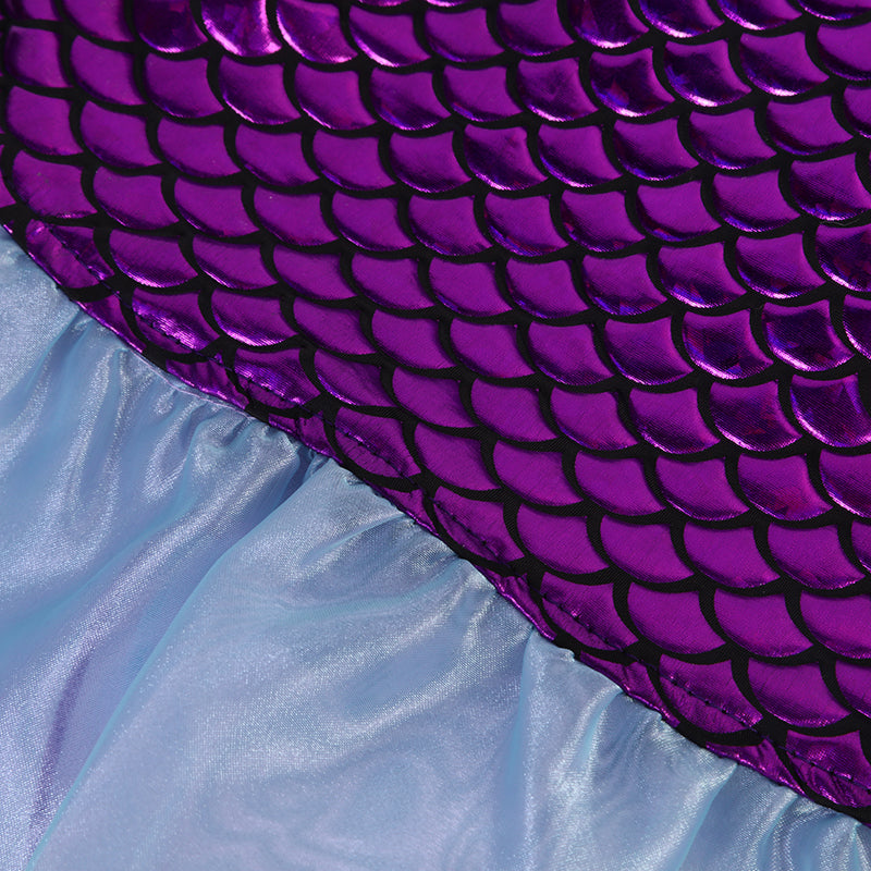 Purple Blue Mermaid Fish Scale Tail 2-Pieces Dress