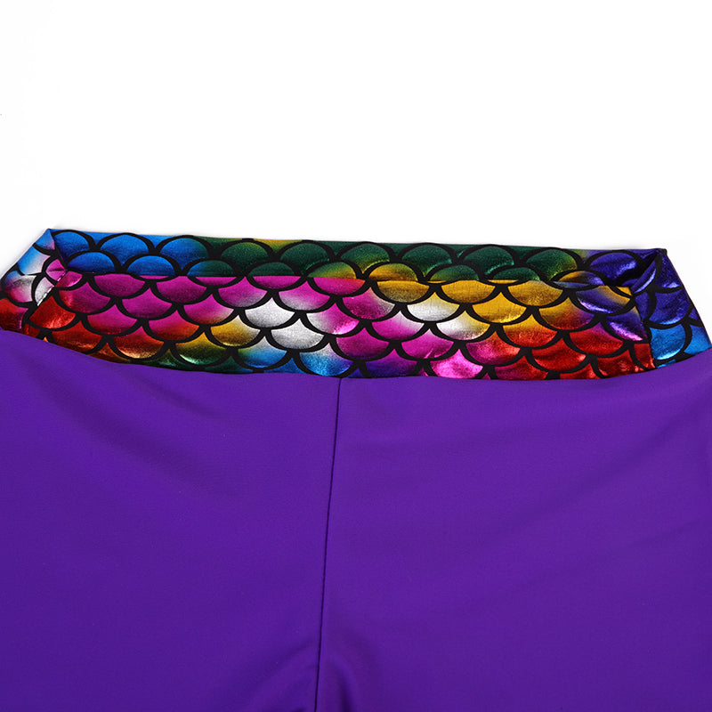 Purple Rainbow Mermaid Scale Leotard & Shorts Set