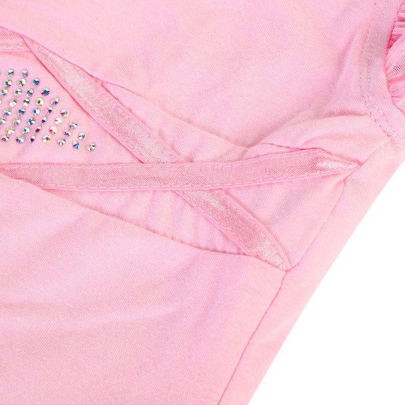 Pink Rhinestone Chiffon Skirted Leotard