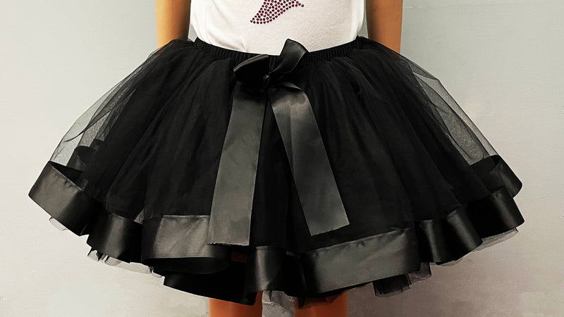 Black Wide Ribbon Tutu Skirt