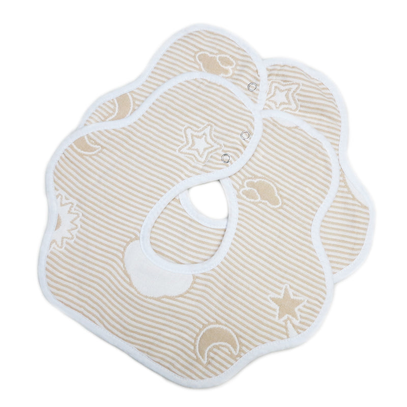 Unisex Cloud/Star/Moon Baby Bibs 2 Pack 100% Cotton Infant Handkerchiefs