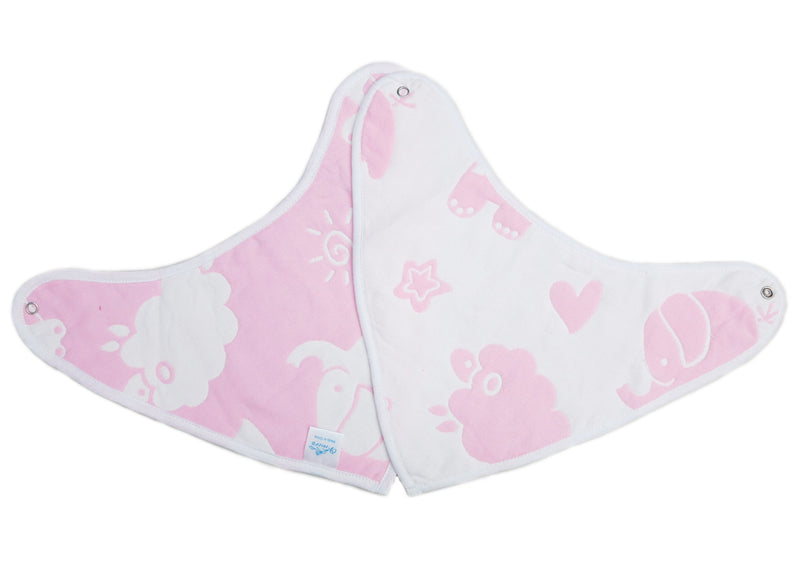 Unisex Baby Organic Cotton Pink Elephant Bibs 2 Pack Triangle Newborn Bibs Set