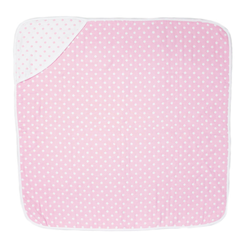 Pink Polka Dot Cotton Lightweight Baby Blanket 32"x32"