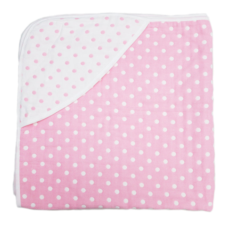 Pink Polka Dot Cotton Lightweight Baby Blanket 32"x32"