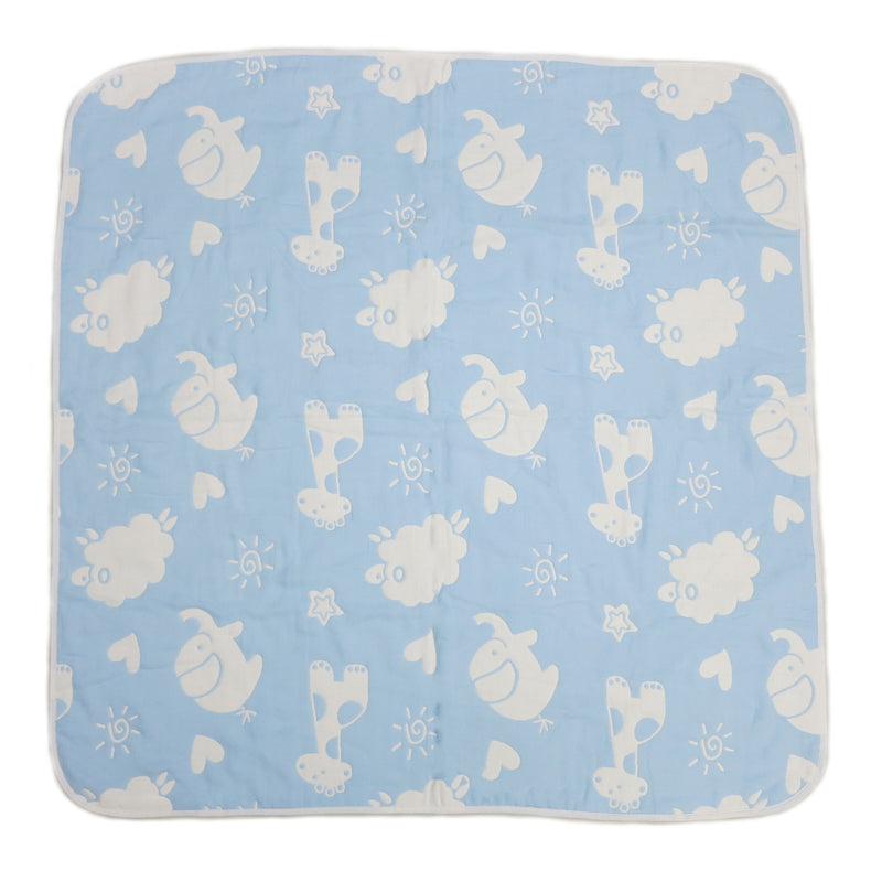 Blue Animal Print Cotton Lightweight Baby Blanket 32"x32"