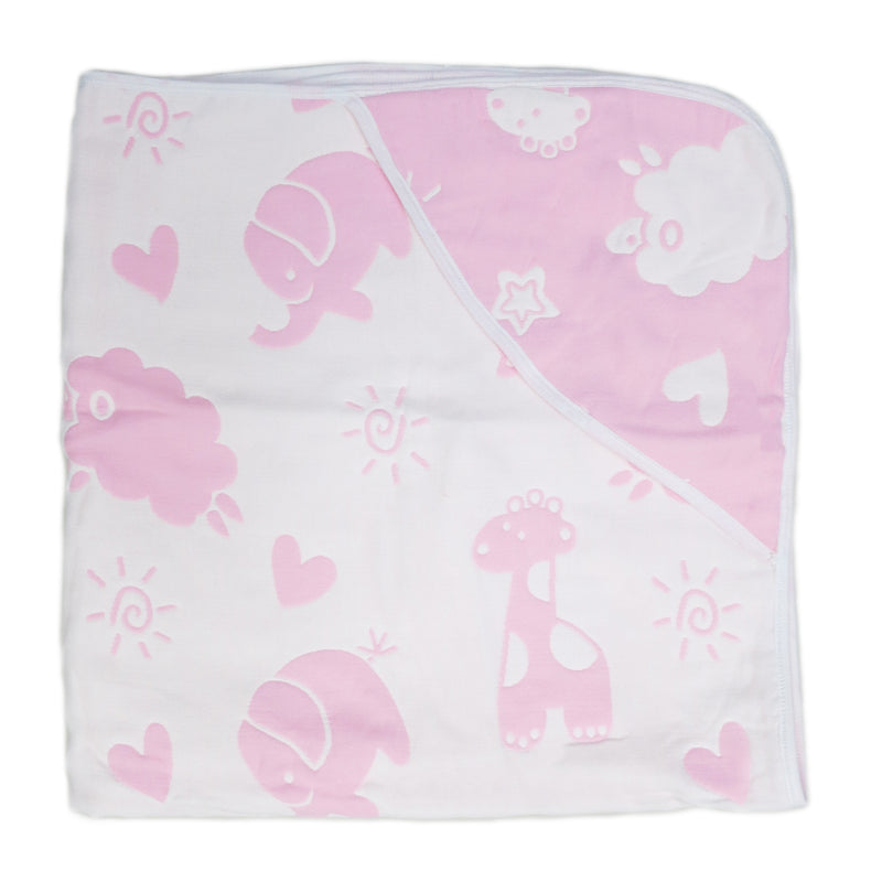 Pink Animal Print Cotton Lightweight Baby Blanket 32"x32"