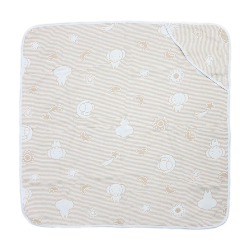 Brown Star/Moon Cotton Lightweight Baby Blanket 32"x32"