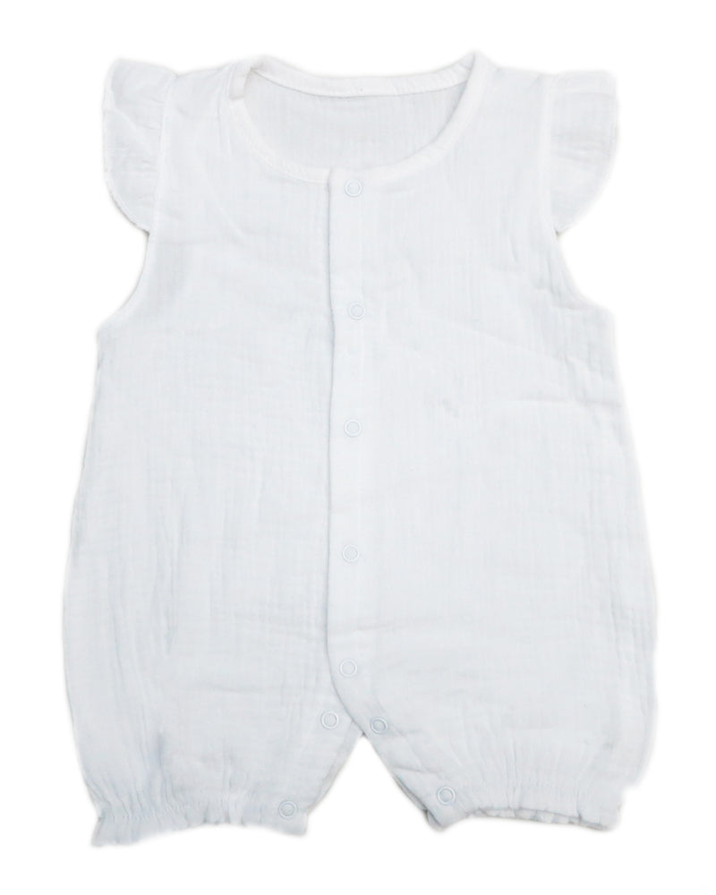 White Unisex baby Sleeveless Bodysuit Summer Cotton Toddler Rompers