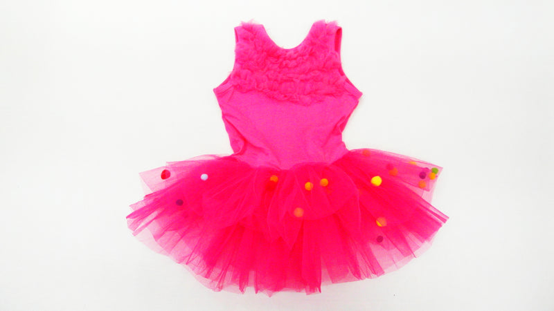 Hot Pink PomPom Ballet  Dress