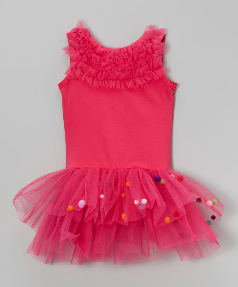 Hot Pink PomPom Ballet  Dress
