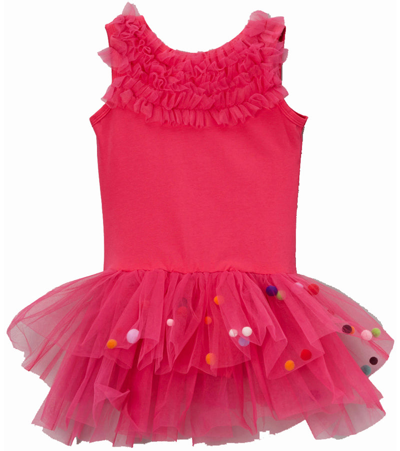 Hot Pink PomPom Ballet  Dress