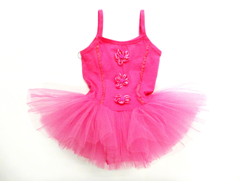 3 Flower Hot Pink Ballet  Dress