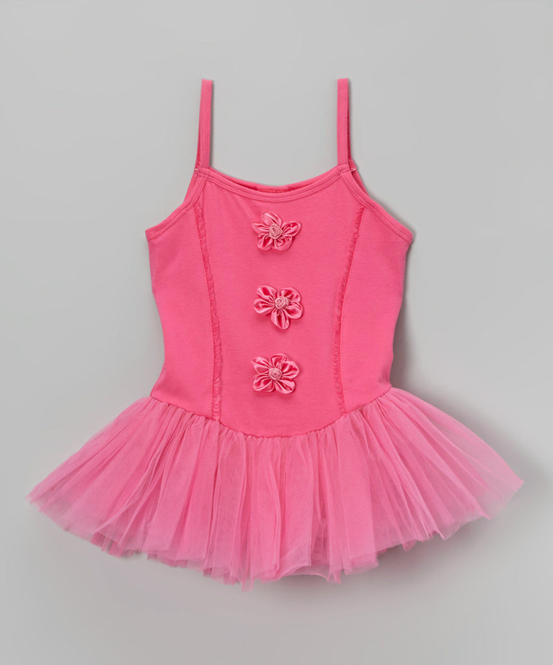 3 Flower Hot Pink Ballet  Dress