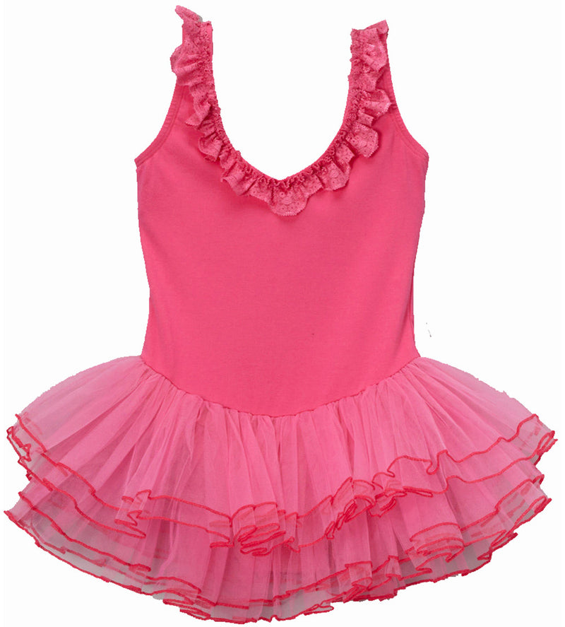 Hot Pink Lace Trim Ballet Dress