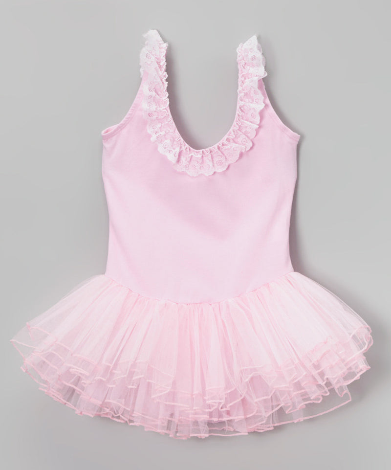 Pink Lace Trim Ballet Dress