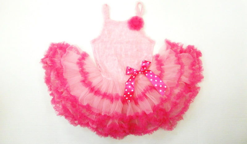 Pink Ruffle Petti Dress With Hot Pink Trim