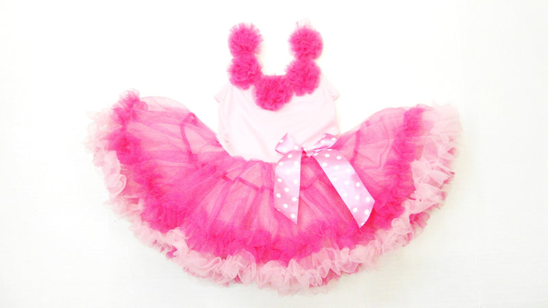 Pink Petti Dress With 5 Rose