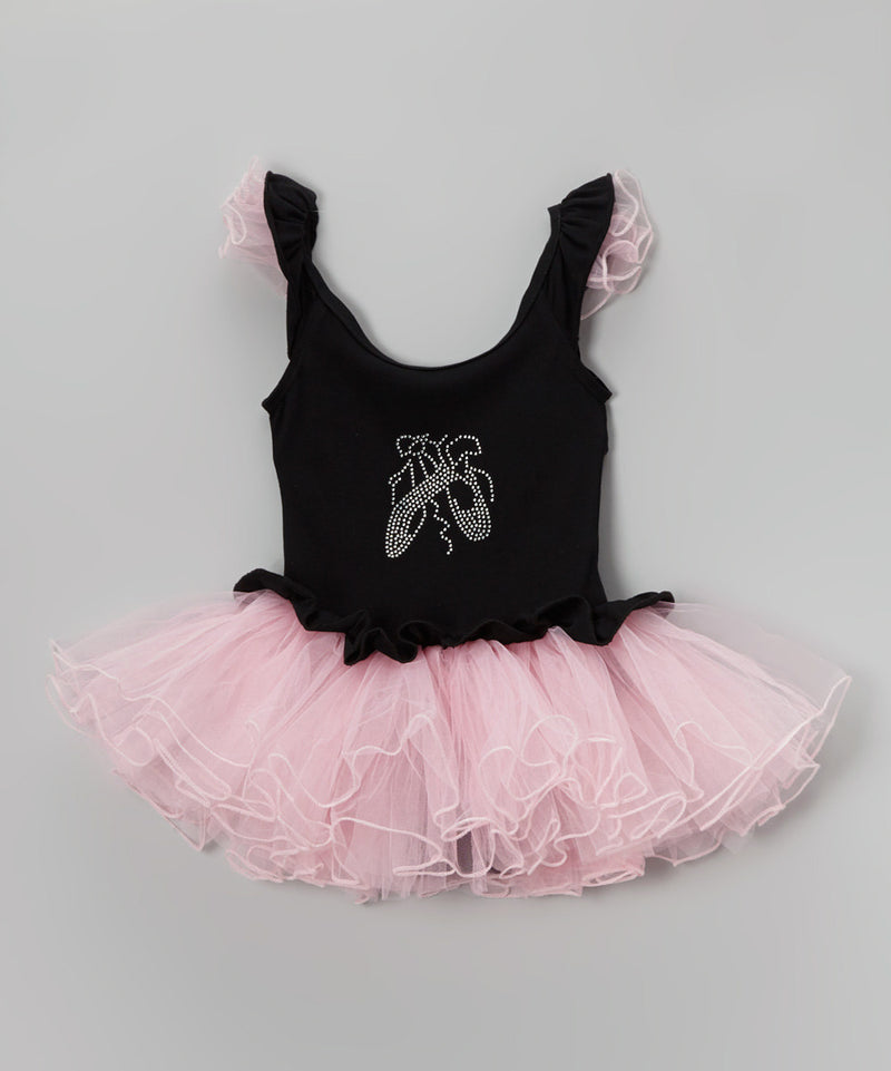 Black Ballet Shoes Ballet Dress Attached Pink Tutu