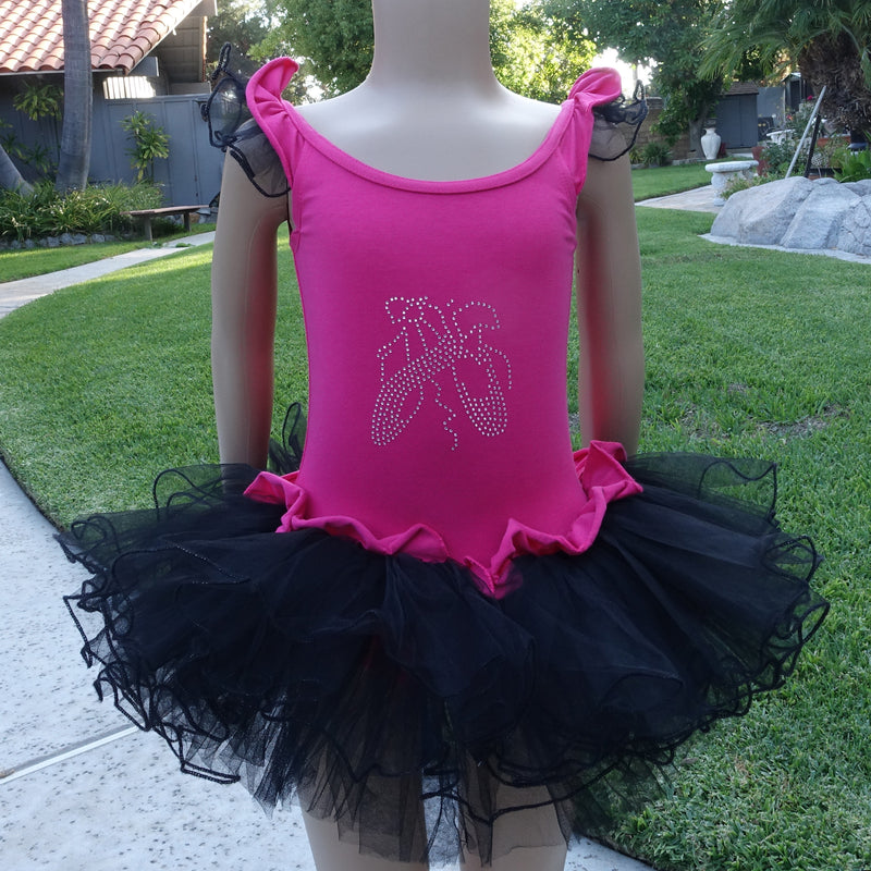 Hot Pink Ballet Shoes Ballet Dress Attached Black Tutu