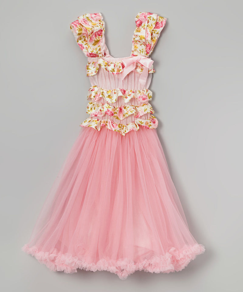 Pink Flower Ruffle Top Petti Dress