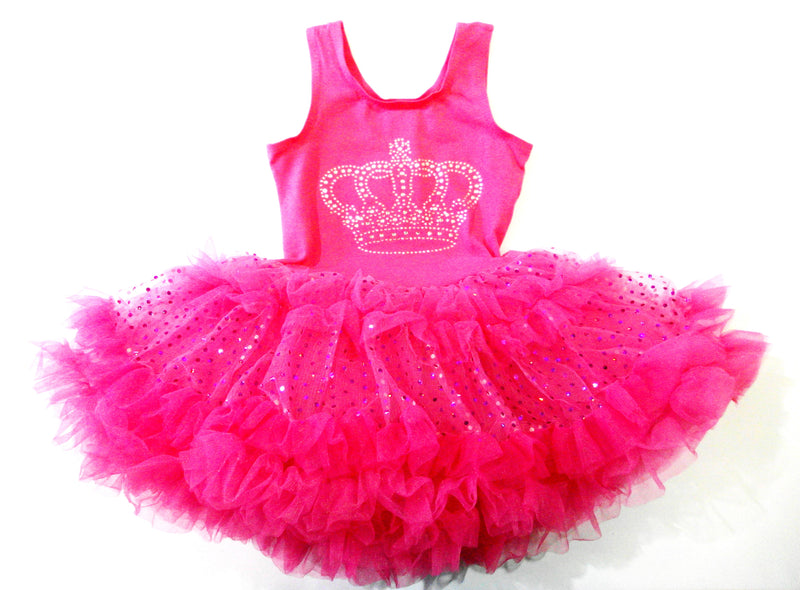 Hot Pink Crown Sparkly Petti Dress