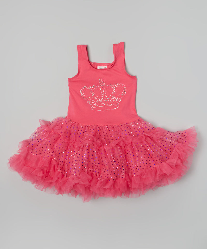 Hot Pink Crown Sparkly Petti Dress
