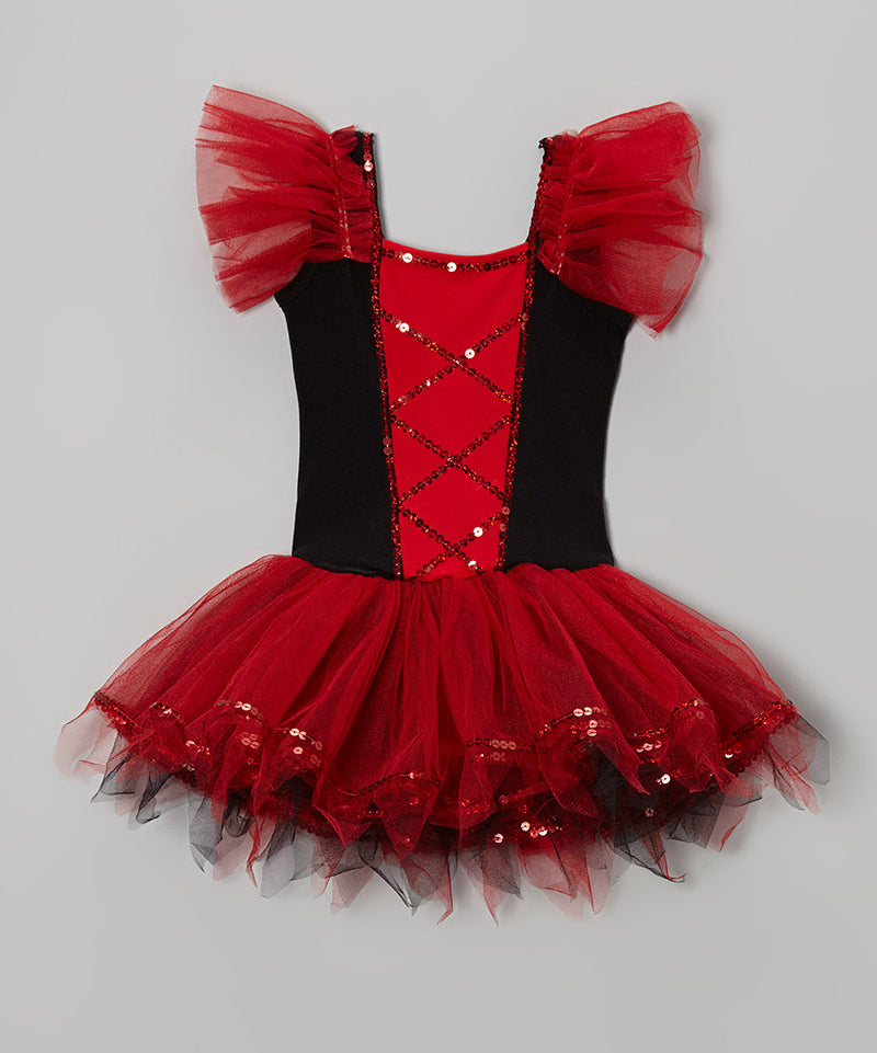 Red/Black Cross Lines Ballet Dress