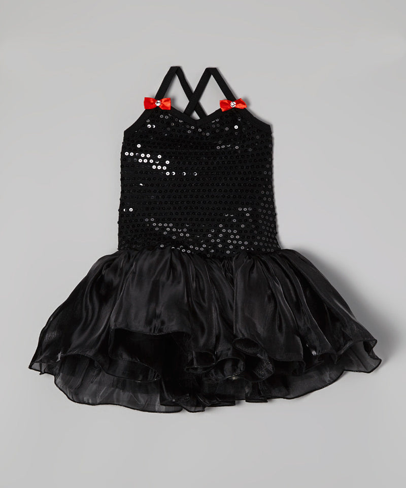 Black Sequin Organdy Ballet Dress