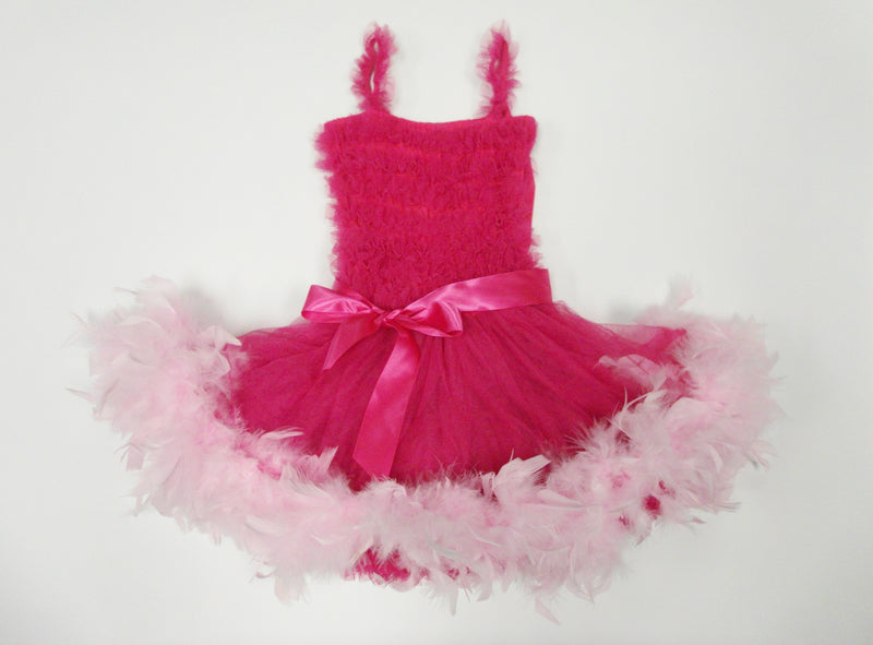 Hot Pink Ruffle Feather Dress