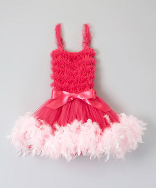 Hot Pink Ruffle Feather Dress