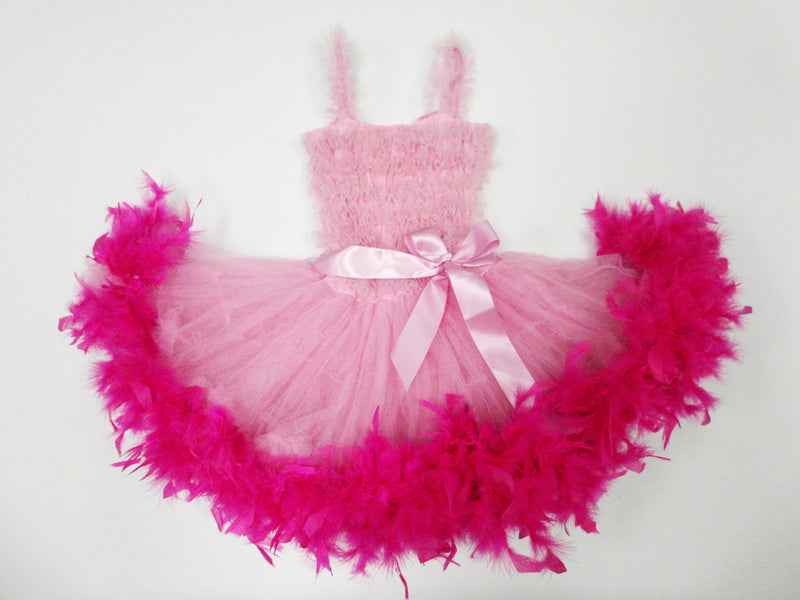 Pink Ruffle Feather Dress