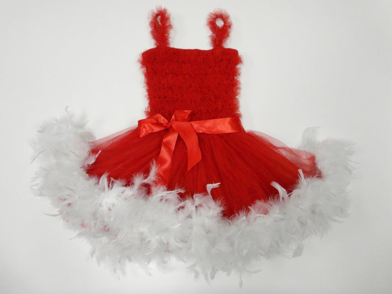 Red Ruffle Feather Dress