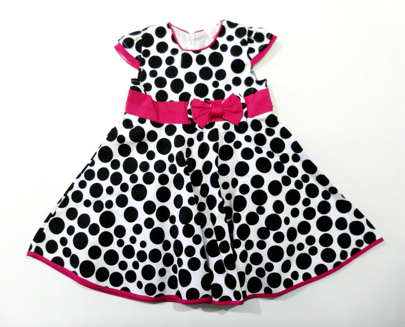 White Black Polkadots Cotton Dress