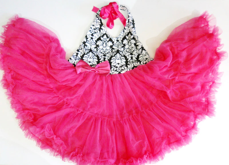 Damas Hot Pink Chiffon Petti Dress