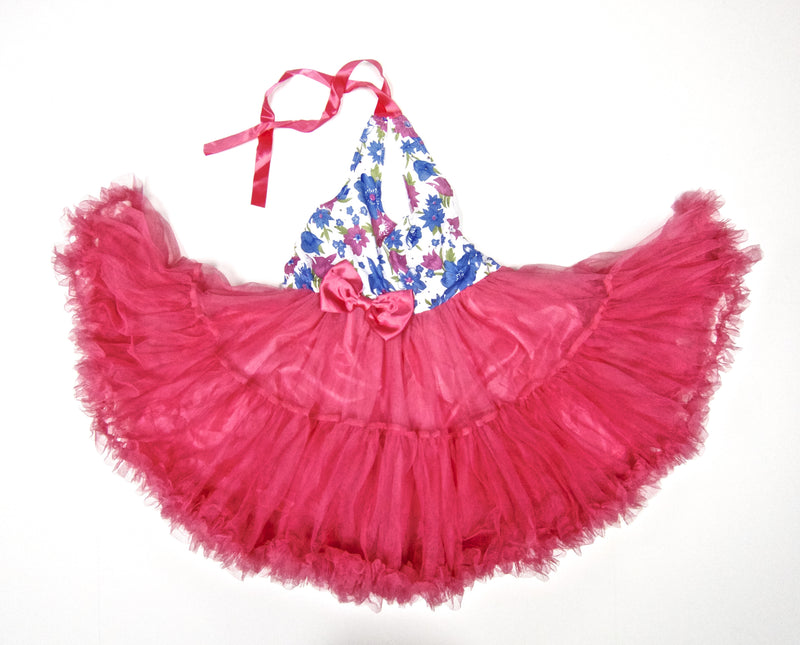 Hot Pink Floral Halter Dress