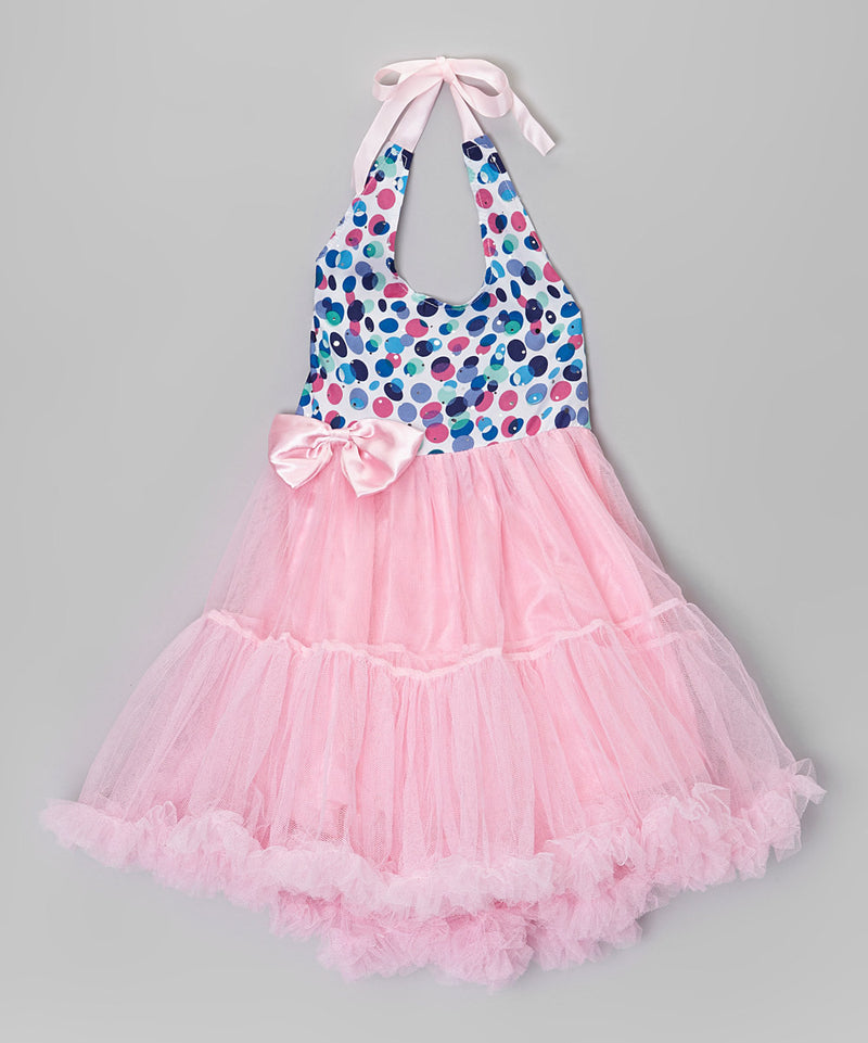 Pink Polkadots Halter Dress