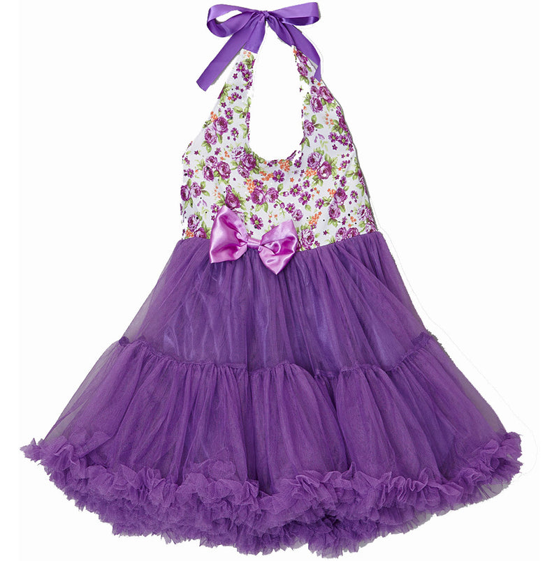 Purple Floral Halter Dress