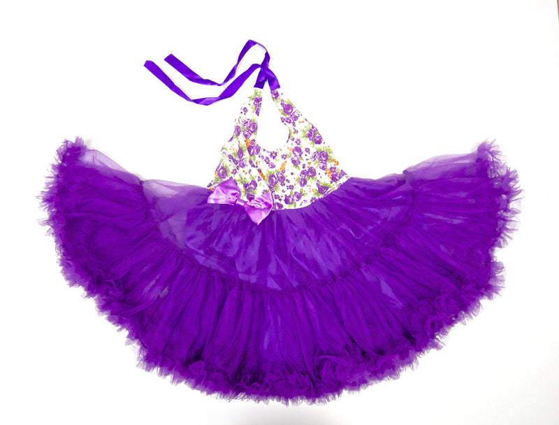 Purple Floral Halter Dress