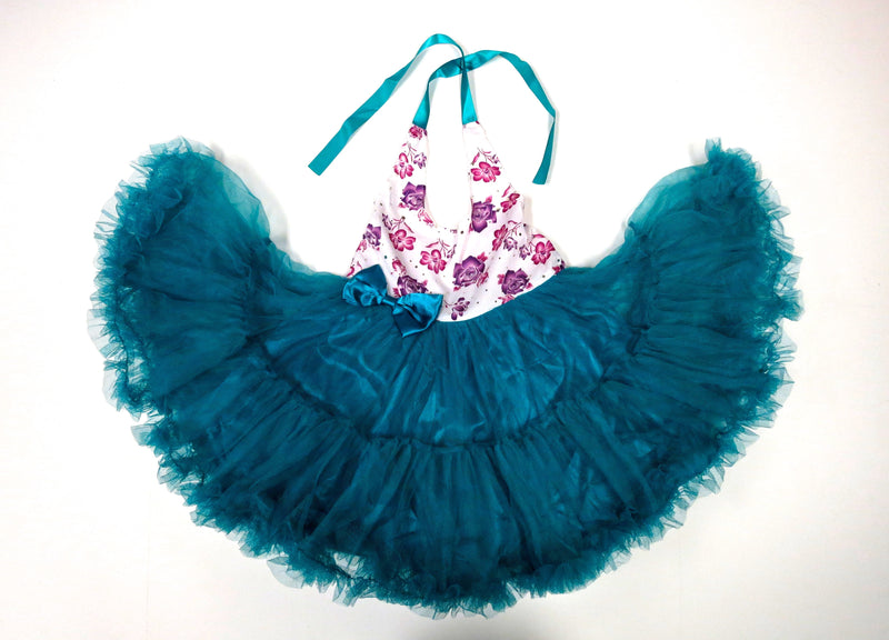 Teal & Purple Floral Halter Dress