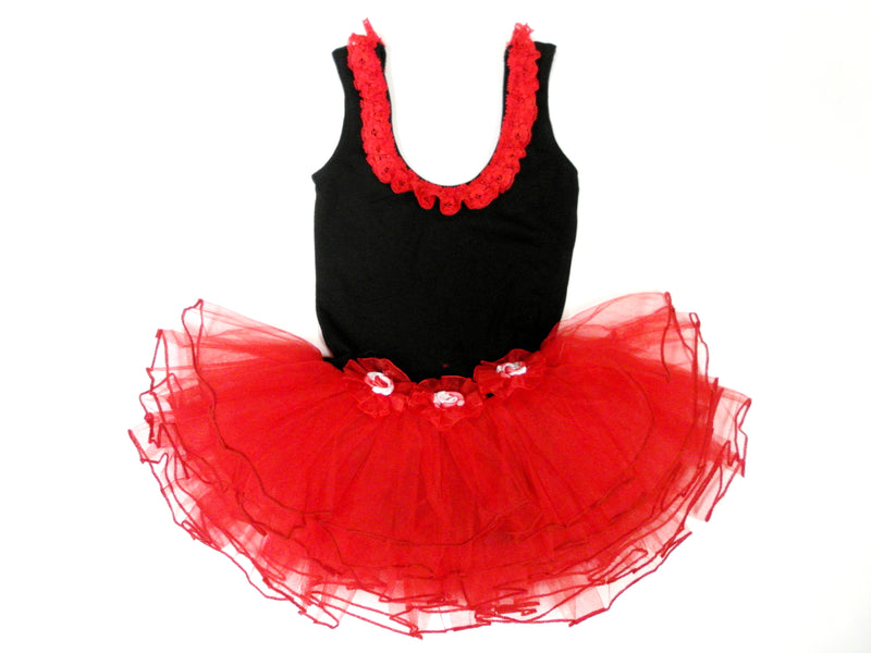 Black/Red 3 Flower Ballet Dress