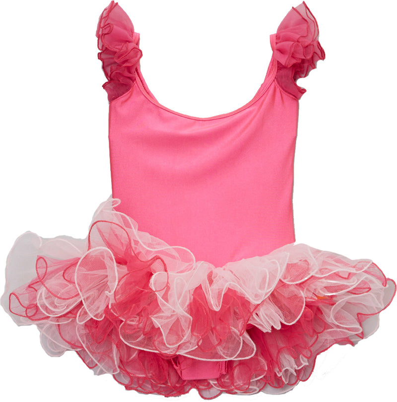 Fuchsia/Pink Wave Trim Lycra Ballet Dress