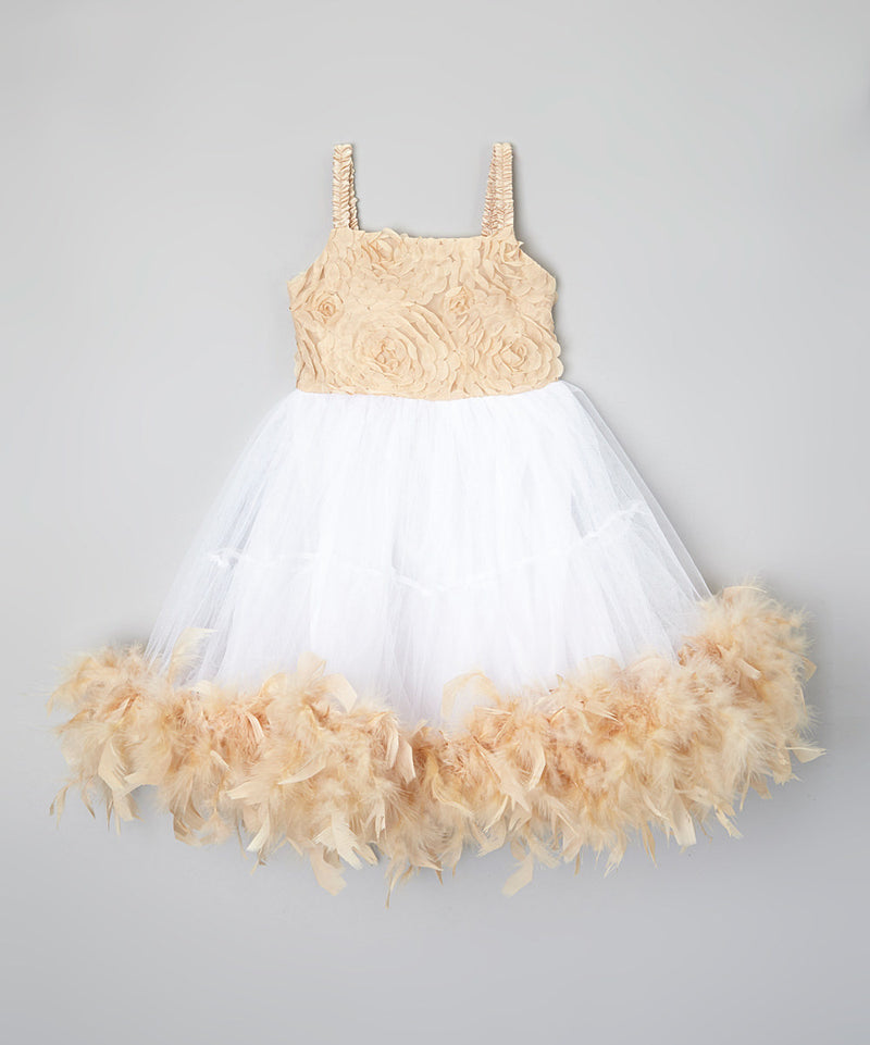Cream/White Feather Dress